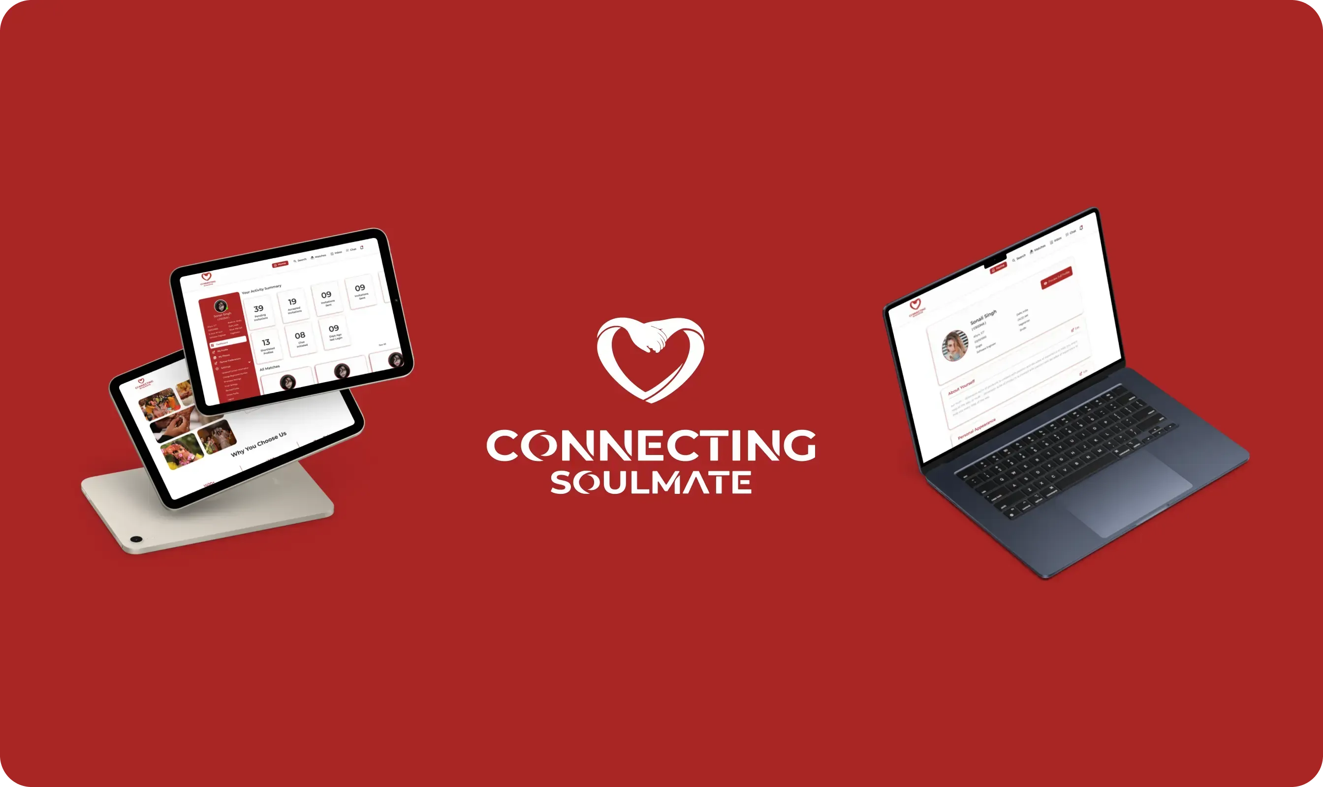 web app development service and mobile solution for Connecting Soulmate platform UI