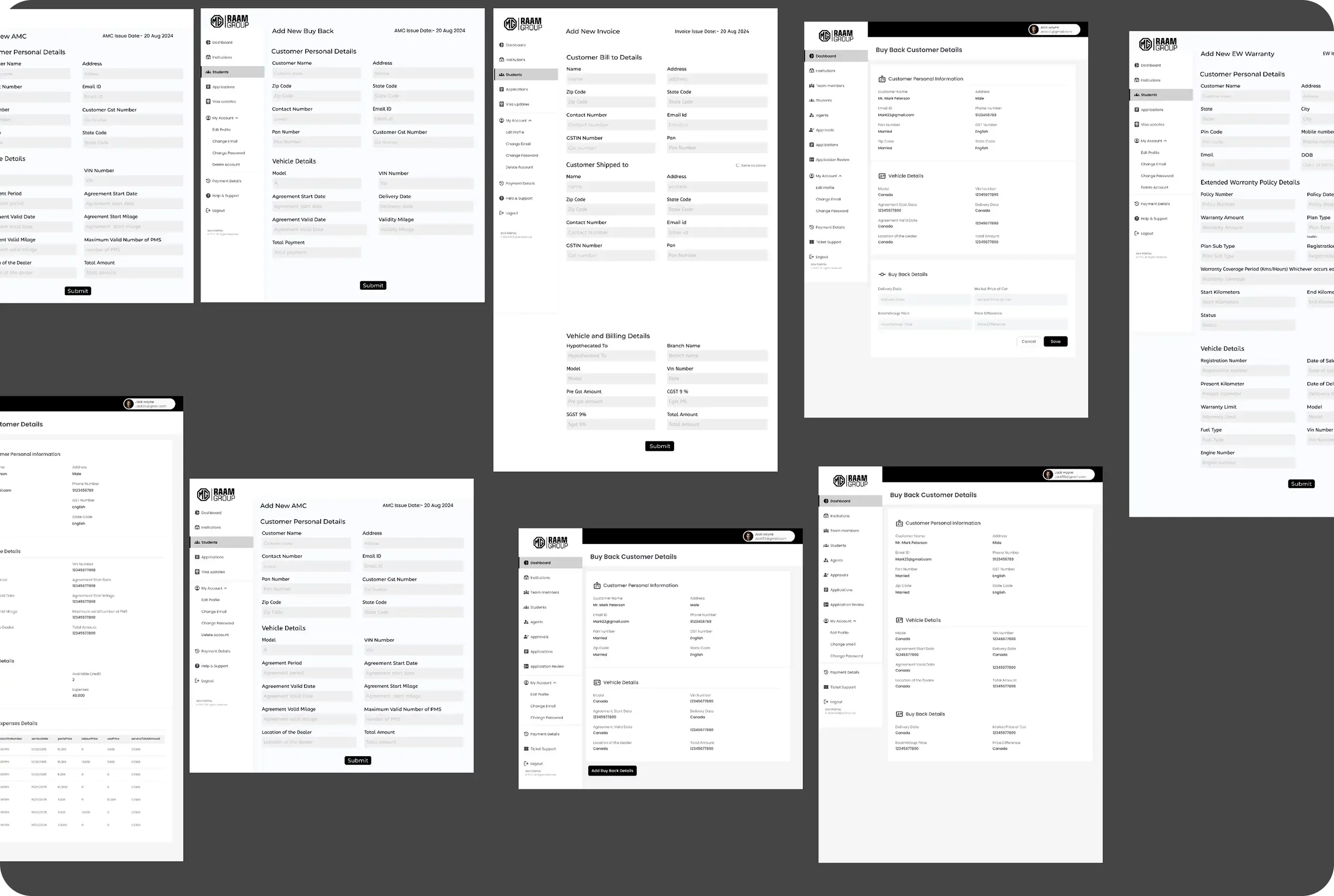 web app development agency building MG Portal business management system for Raam Group