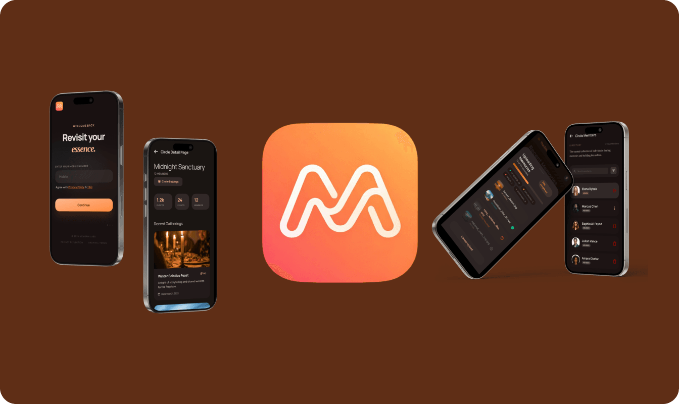memorias app interface with AI tagging and organized memory system