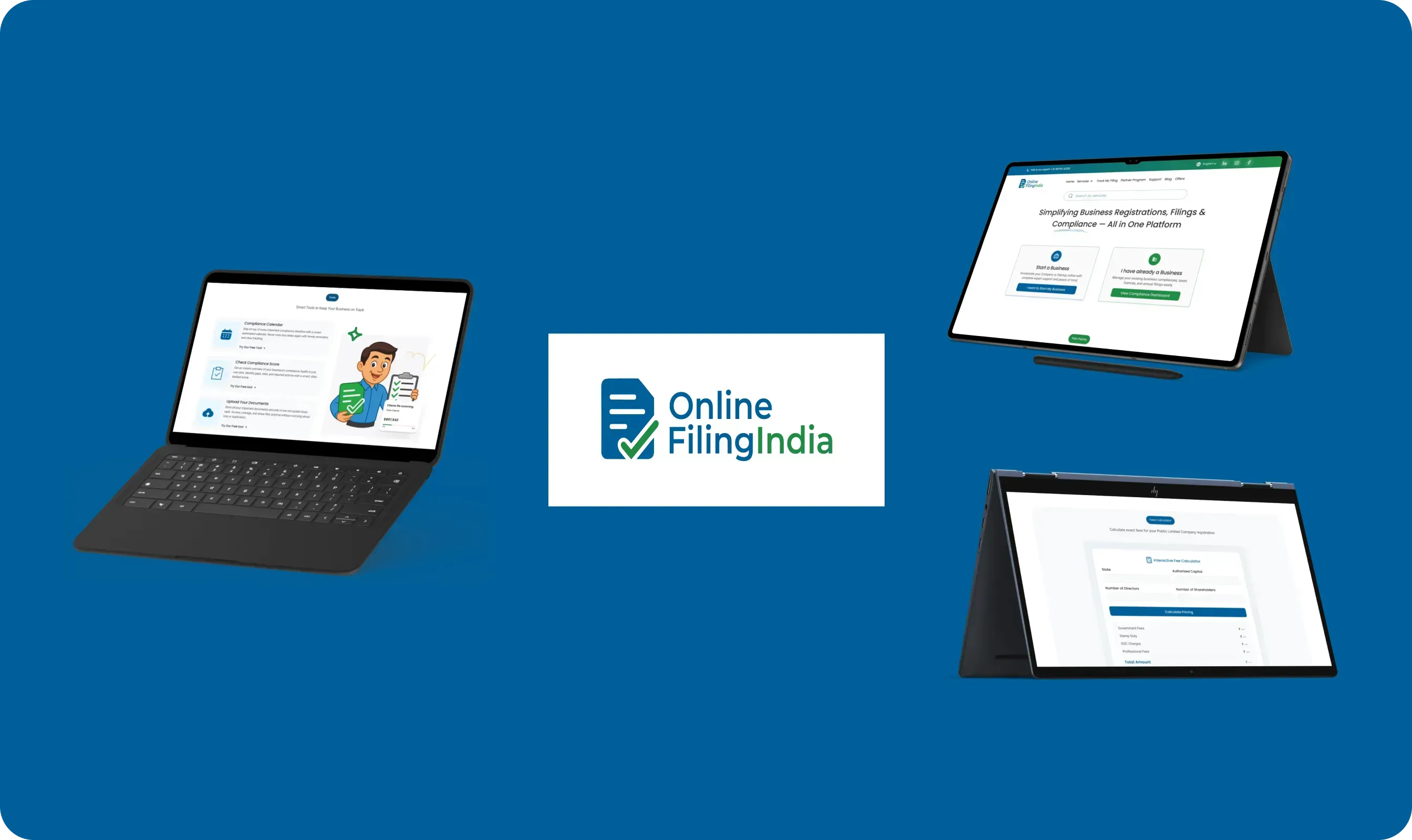 online filing platform for Online Filing India with custom dashboard design